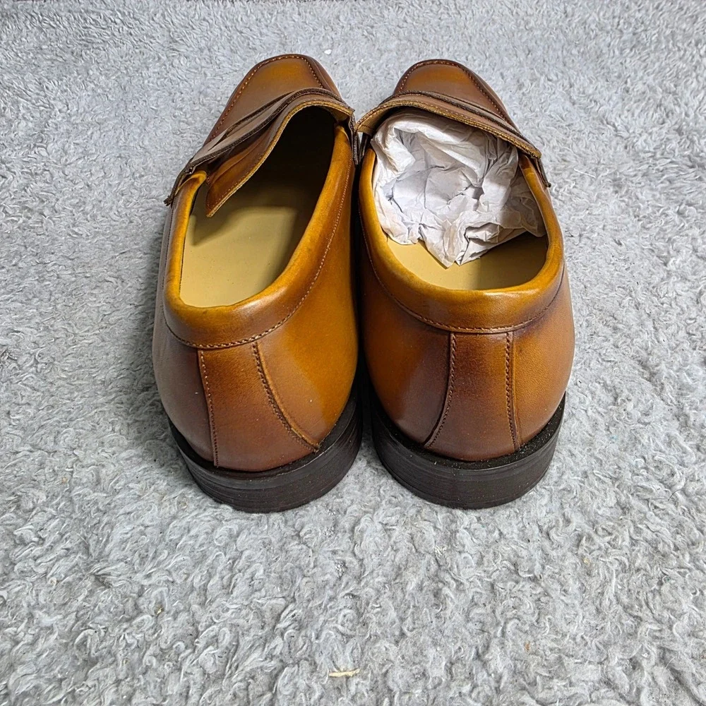 Maison Forte Seneca Cognac Burnished Leather Penny Loafers Square Toe Men 13 NEW